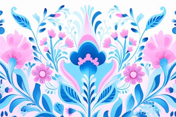 Fototapeta na wymiar bright spring colors azure and white, pinknordic pattern white background