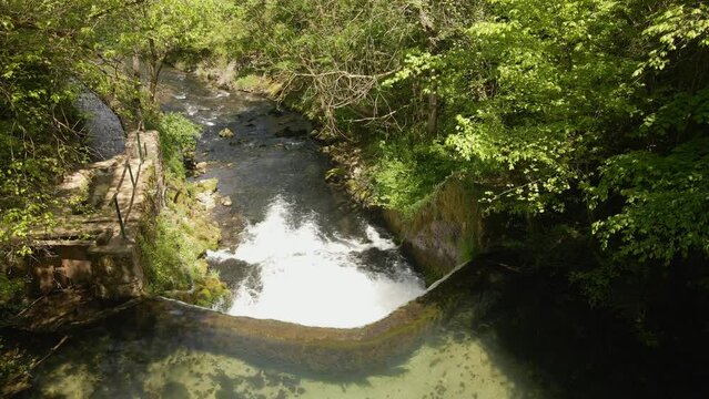 Footage of waterfall in nature reserve Krupajsko vrelo