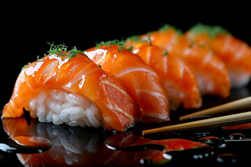Fresh Salmon Sushi Pieces with Vibrant Colors - 769123219