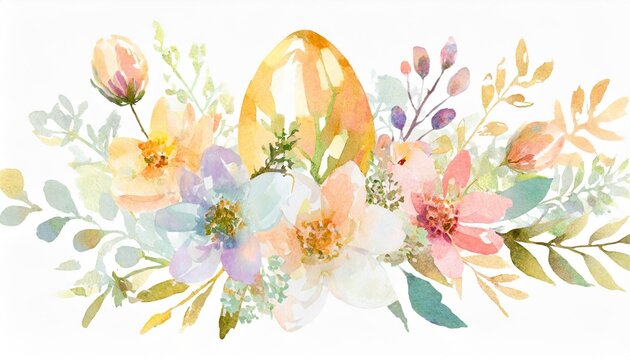 decorated egg watercolor easter floral flowers wildflowers watercolors spring weddings isolated blossom bouquet hand painted art decorations designer invitations card poster sign holiday transparent