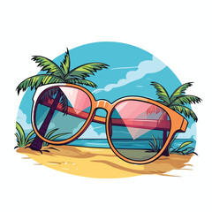Fototapeta na wymiar Summer sunglasses cartoon cartoon vector illustration