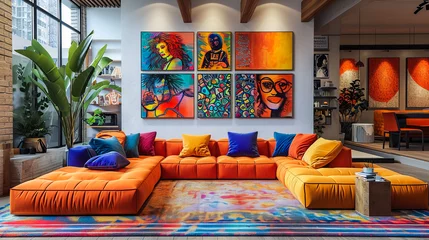 Foto auf Alu-Dibond Pop Art Interior. Stylish Artistry in Modern Living © EwaStudio