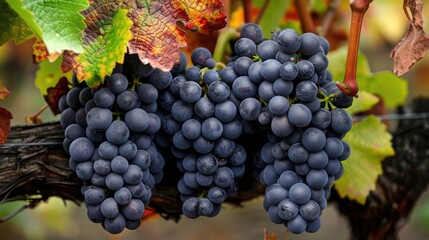 Saint Emilion Merlot Grape Raceme - Classic Bordeaux Variety in Winemaking