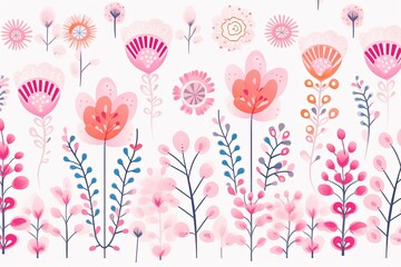 bright spring colors ivory and white, pinknordic pattern white background 
