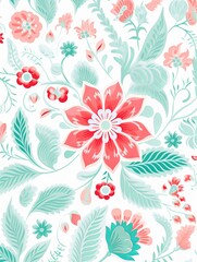 Fototapeta na wymiar bright spring colors mint and white, pinknordic pattern white background 