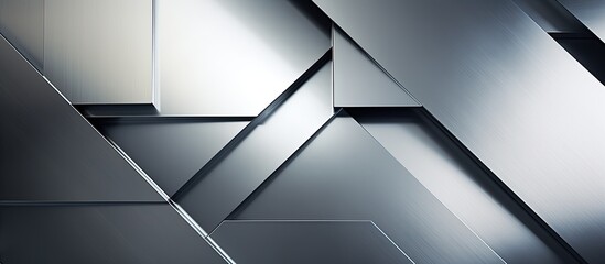 A structured metal surface displays an intricate design of silver and black geometric shapes, creating a modern and sophisticated look
