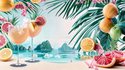 Tropical Cocktail Hour, Exotic Flavors by the Ocean, A Perfect Blend of Summer and Spirit