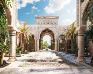 Fototapeta na wymiar luxurious palace entrance with beautiful architecture and landscape