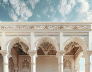 Fototapeta na wymiar elegant architectural details under clear skies, arabic architecture design