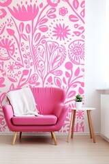 bright spring colors pink and white, pinknordic pattern white background 