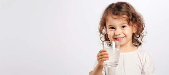 little child holds a glass of drinking water, his adorable expression showcasing the joy and innocence of childhood moments spent at home.