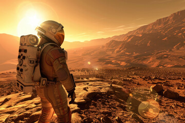 Exploring Mars with astronauts and establishing human settlements.

 - obrazy, fototapety, plakaty