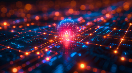 Futuristic Engineering.   Inside the AI Chip Circuitry.  The Core of Innovation