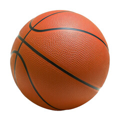 Basketball PNG isolated on transparent background with black seam lines and blank basketball ball texture and orange simple basketball