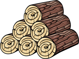 pile of wooden logs or stumps cartoon clip art