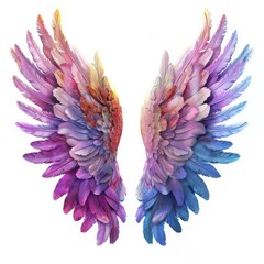 Vivid Angel or Bird Wings Illustration in Soft Colors. Generative AI.

