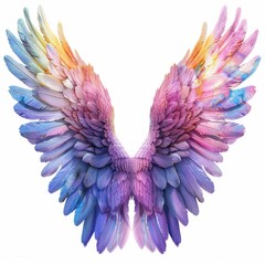 Vivid Angel or Bird Wings Illustration in Soft Colors. Generative AI.

