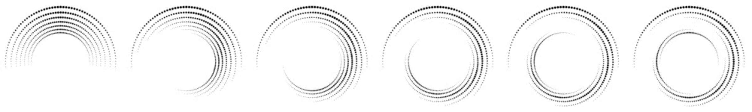 LIGNES DE POINTS RONDS EN FORME DE SPIRALES DEMI-TEINTES