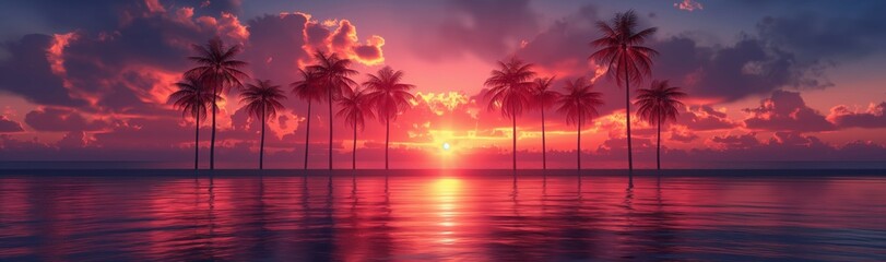 Fototapeta na wymiar Beautiful Tropical Sunset created with Generative AI Technology, ai, generative