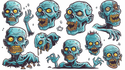 funny comic zombie stickers collection