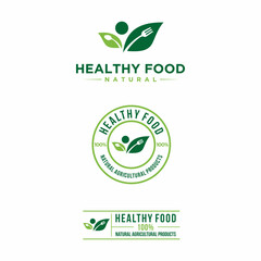 Healthy Food Logo Template Organic food, fresh and natural farm products icon