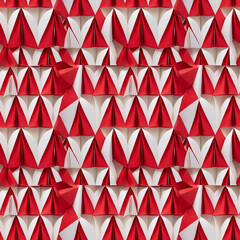 Fototapeta premium Abstract seamless bright red and white paper origami pattern