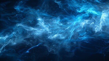 Obraz premium Blue Swirling Smoke Wind Effect with Black Background Generative AI