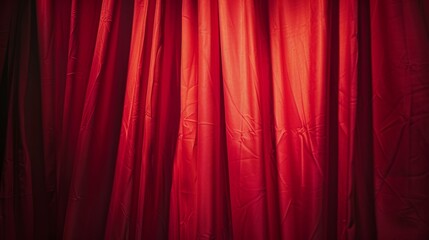 Closed Red Curtain - A Dramatic Finale on Stage - Close-up Shot Generative AI
