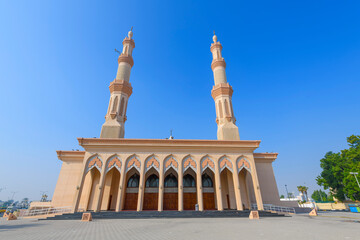 The Ahmed Ibn Hanbal Mosque at Cultural Square in the Al Riqa Suburb of of Sharjah, United Arab Emirates.