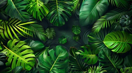 Fototapeta na wymiar Vibrant Tropical Leaf Backdrop Generative AI