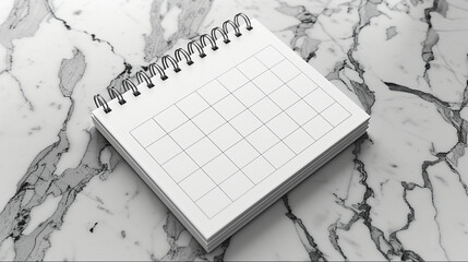Blank spiral notebook calendar marble background - obrazy, fototapety, plakaty