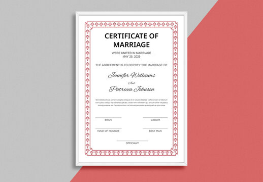 Bride Certificate Template