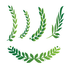 Leaves of tropical trees, ferns, exotic leaves, stamp, leaf shape, leaf stencils, color gradient, element, bright sticker, design with graphic symbols of the logo, the ability to change color and size