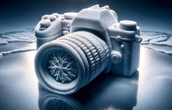 A camera made entirely from snow