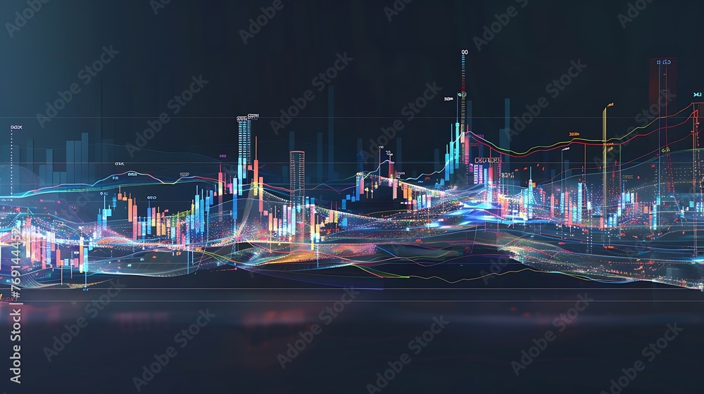 Poster stock crash market exchange loss trading graph analysis investment indicator business graph charts o