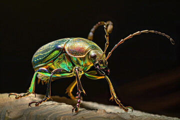 A purebred beetle poses for a portrait in a studio with a solid color background during a pet photoshoot.

