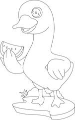 Duck Watermelon Animal Vector Graphic Art Illustration