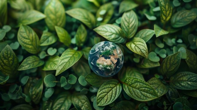 mbrace Earth: Earth Day Message with Green Leaf Background