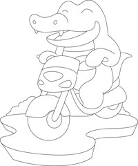 Crocodile Motorcycle Animal Vector Graphic Art Illustration