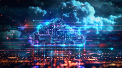 Obraz premium Technology networking and digital communication in business with cloud computing concept.
