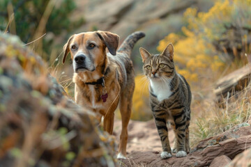 A cat and a dog are companions.- 769145641