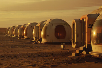 Astronauts construct a solar power station on Mars.- 769145676