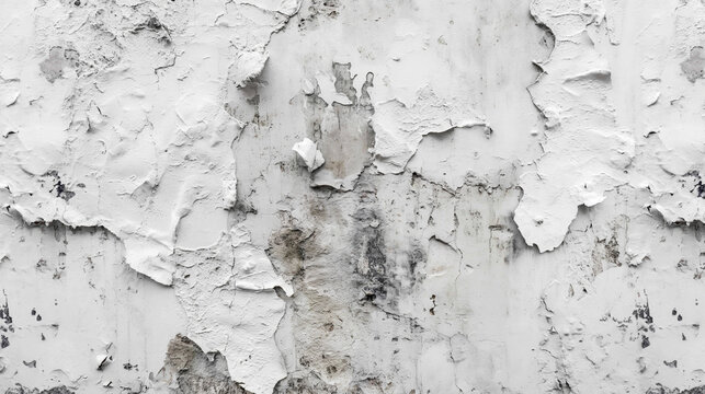 Vecchio muro rovinato verniciato di bianco 