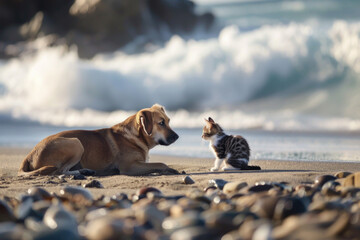 A cat and a dog are companions.- 769145811