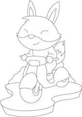 Fox Motorcycle Animal Vector Graphic Art Illustration