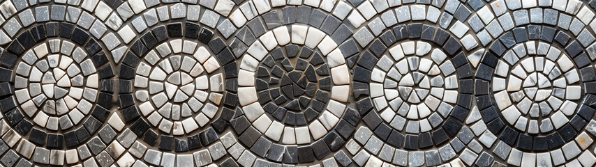Classic Beauty: Grey and White Mosaic of Concentric Circles