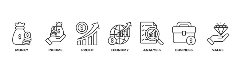 Cash flow banner web icon illustration concept for business and finance circulation with icon of money, income, profit, economy, analysis, business, and value