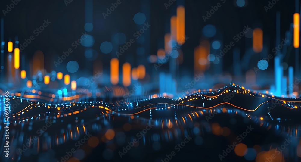 Poster financial technical forex colorful trading diagrams and stock market data with lines and dynamics