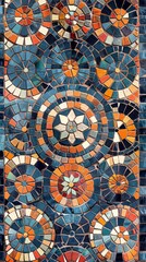 A vibrant mosaic tile pattern, inspired by the intricate floor and wall designs found in archaeological sites created with Generative AI Technology
