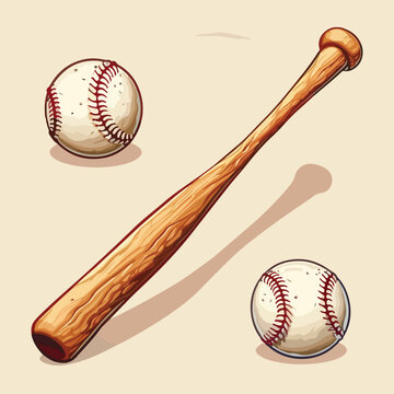 Isolated baseball bat and ball design cartoon vector